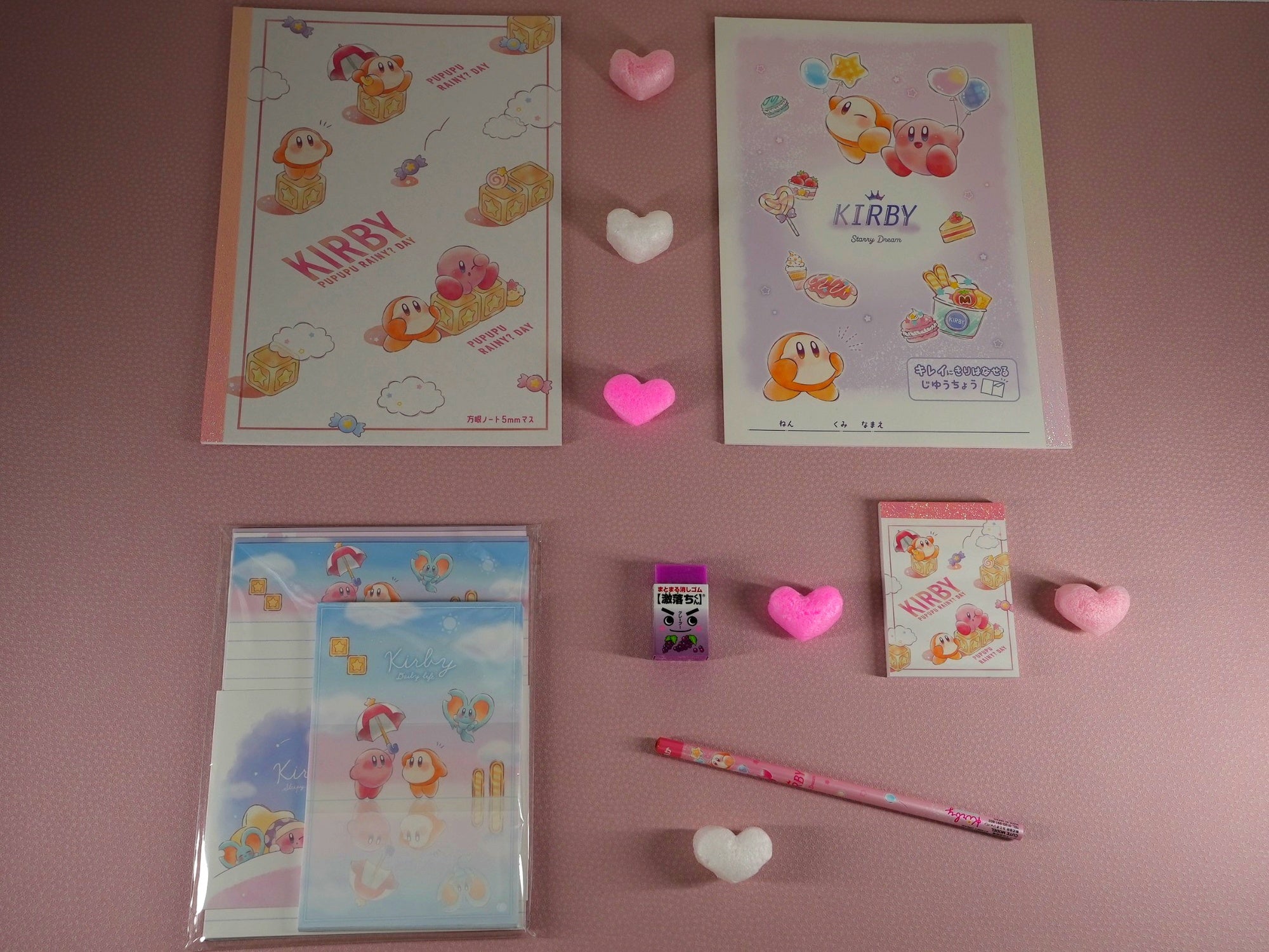 Kit de papeterie japonaise thématique Kirby (Made in Japan)